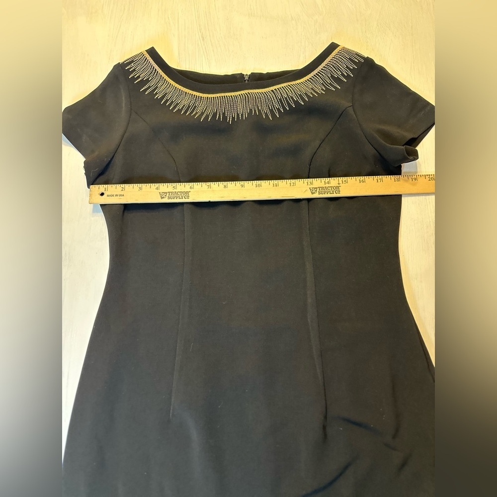 T & Company Black Sheath Dress  Embellished Neckline Size 10, LBD - Picture 2 of 8